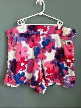 Juicy Couture Pink & Blue Floral Terry  Athletic Shorts Plus Size 1X